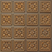Dundee Deco's Rustic Antique Gold Patchwork Glue Up Ceiling Panels, 2 ft. X 2 ft. (4 sq ft.) each, Pack of 10