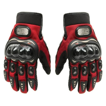 Tcbunny Pro-biker Motorcycle Carbon Fiber Powersports Racing Gloves (Red,