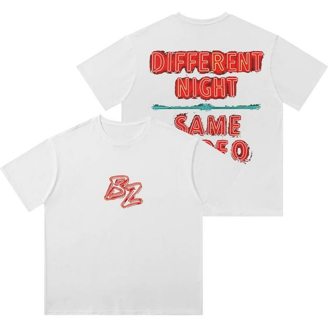Bailey Zimmerman Different Night Same Rodeo Merch - Cotton Blend Print Washed T-Shirt Short Sleeve Unisex,L,Style 4