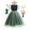 thumbnail image 1 of Vestido de princesa Anna de Frozen de Disney para niñas, vestido de graduación de malla con manga abullonada, Cosplay de Navidad, disfraces de fiesta de cumpleaños de reina de la nieve Fivean unisex, 1 of 2