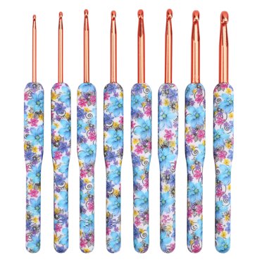 8-Piece Crochet Hooks Set With Soft Handles - 1mm To 2.75mm Aluminum & Plastic Knitting Tools For DIY Crafts