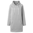 thumbnail image 4 of Women's Long Sleeve Solid Color Pocket Hooded Medium Long Casual Loose Hoodie with Pocket Loin Hoodies Hoodie with Strings Light Long Sleeve Hooded Sweatshirt Tall Womens Hoodie Womens Hoodies Zipper, 4 of 7