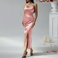 thumbnail image 6 of Ettsollp Women's Satin Bodycon Dress Spaghetti Strap Side Slip Long Dress Cowl Neck Sexy Club Midi Dresses for Evening Birthday Party Weddings, 6 of 8
