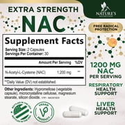 NAC Supplement - 1200mg Per Serving N-Acetyl-L-Cysteine - Free-Form NAC is a Powerful Antioxidant for Daily Immune, Liver & Respiratory Support - Vegan, Gluten Free, Bottled in USA - 60 Capsules
