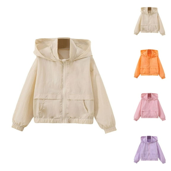 Girls Clothes Girls Jacket Kids Boys Girls Coat Hooded Jacket Toddler Windproof Zipper Outwear
