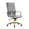 thumbnail image 1 of Silla de oficina LeisureMod Harris con respaldo alto de piel sintética gris, 1 of 6