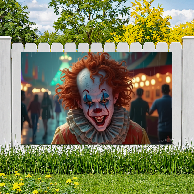 Creepy Design Halloween Clown Carnival Banner for Halloween Decoration Spooky Event Party