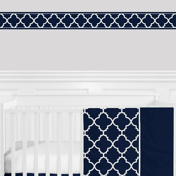Navy And White Wide Stripe Wallpaper
