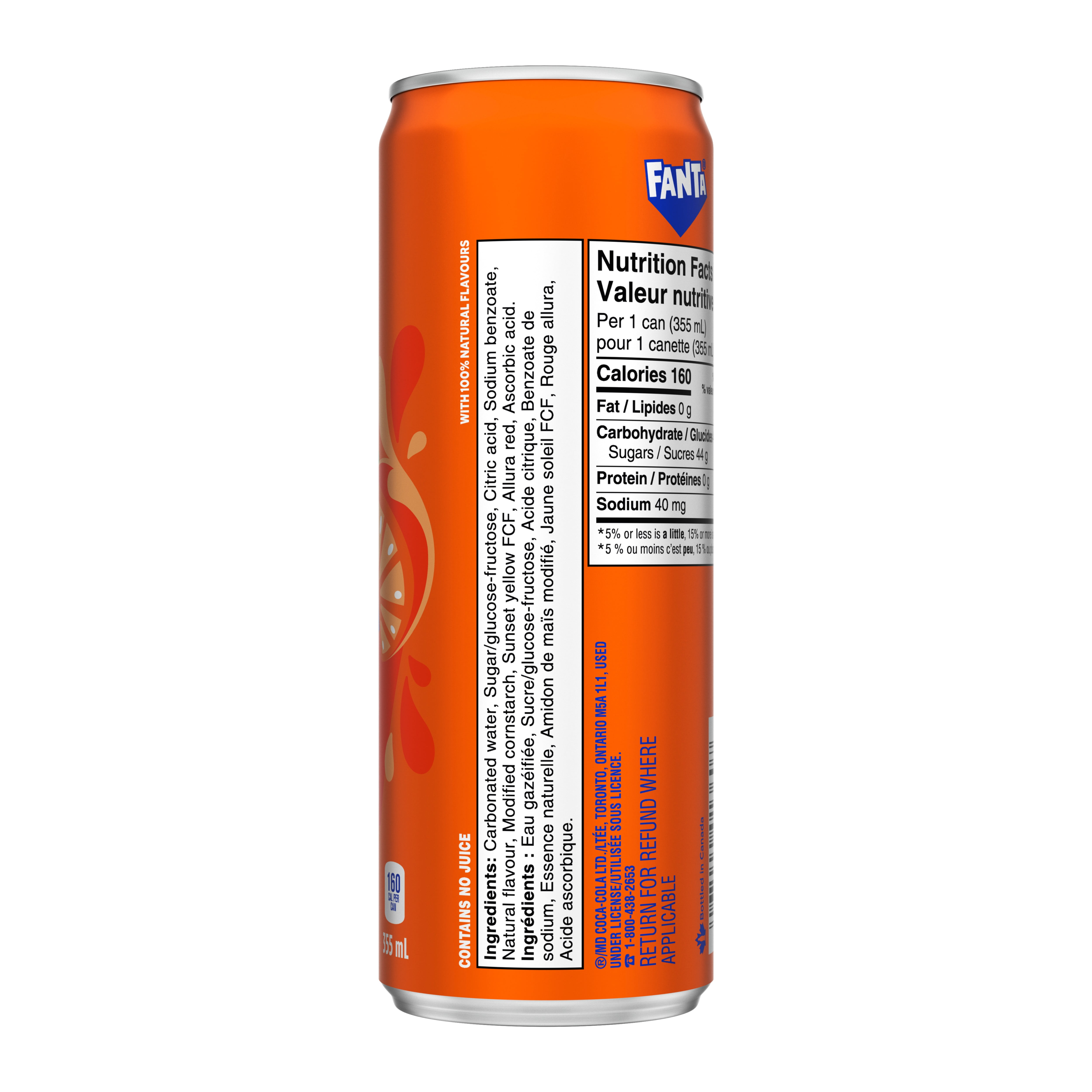 Fanta Orange Slim Can, Deliciously refreshing orange soda that is caffeine free and made with 100% natural flavours.
