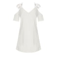 thumbnail image 4 of Mujeres Casual Adelgazante Draw Back Sólido Mangas Cortas Con Cuello En V Vestido De Hombros Descubiertos De Encaje Fridja qw6202, 4 of 8