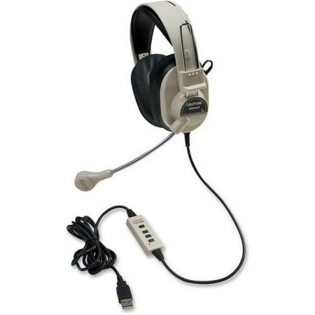 Califone Stereo Headphone W/ Boom Mic USB Via Ergoguys - Stereo - USB - Wired - 20 Hz - 20 kHz - Over-the-head - Binaural - Ear-cup - 7 ft Cable - Electret Microphone
