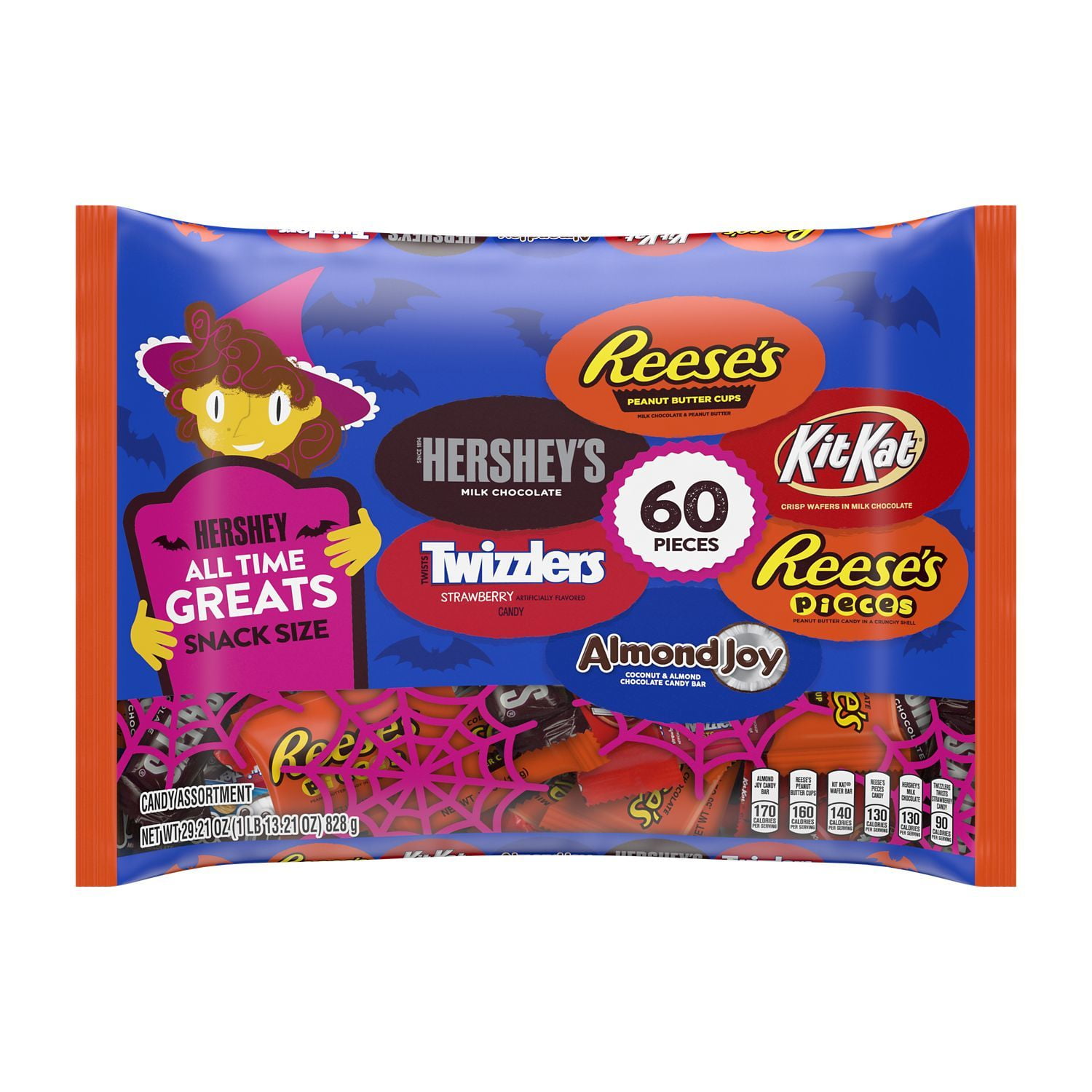 Hershey, All Time Greats Assorted Chocolate, Peanut Butter, Fruit Flavored Snack Size Candy, Halloween, 29.21 oz, Variety Bag (60 Pieces)