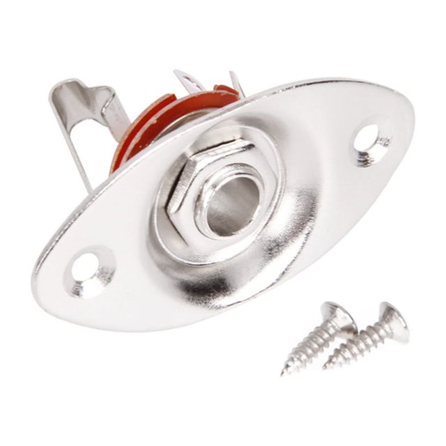 Soidarity Panel de conector de guitarra eléctrica Universal, 6,35mm, 1/4 , conector ovalado, Kit de montaje de puerto, accesorios para instrumentos Accesorios para instrumentos musicales plata Soidarity OD0057-01