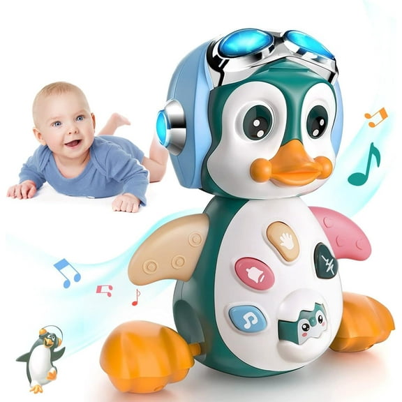 BUTOMKY Musical Penguin Crawling Toy - Light Up Infant Tummy Time Toy with Music, Dancing Moving Walking Interactive Educational Toy for Babies 0-36 Months (0-12, 18-36 Months)