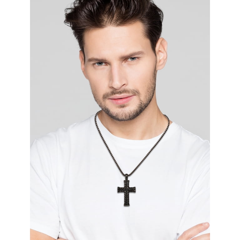 Brilliance Fine Women's Stainless Steel Black Plated CZ Cross