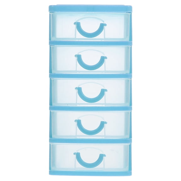 RENACLIPY Versatile Blue Desk Organizer with 5 Transparent Drawers for Makeup Stationery Storage