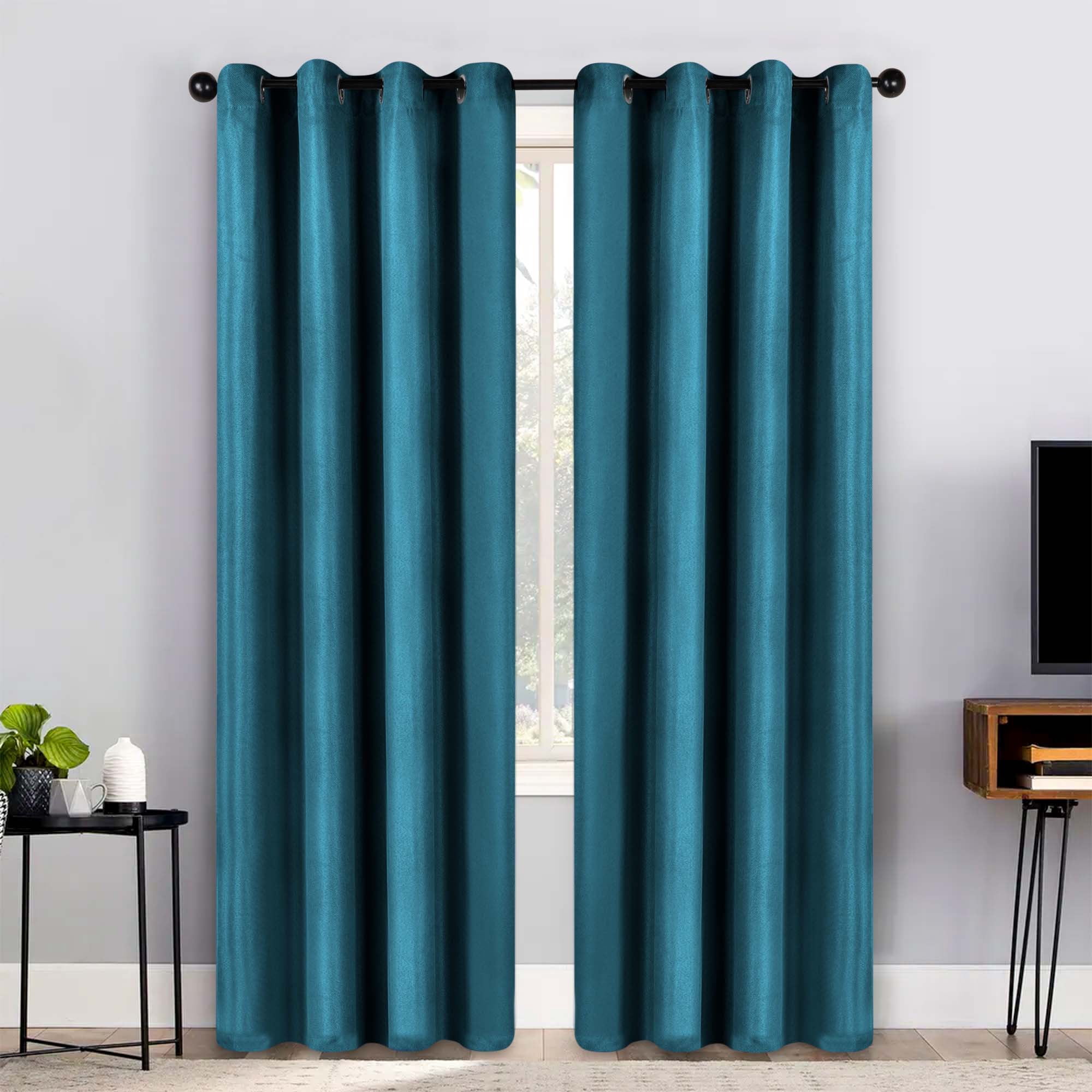 Superior Jaxon Blackout Curtains Set of 2, Grommet Header Curtain Panel Pair, 52"W x 108"L, Deep Sea