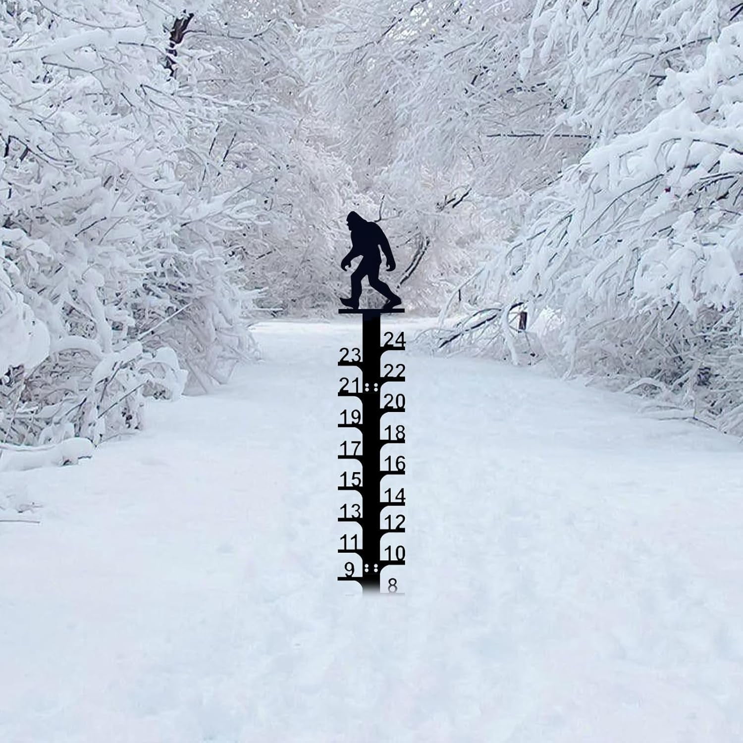Snow Measuring Stick, 24inch Snow Gauge, Outdoor Measuring Gauge, Metal Detachable Snow Measuring Stick, Rain Gauge Garden Stakes for Yard, Lawn & Garden, Easy to Read