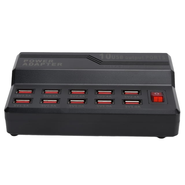 Smart Plug, Usb Smart Charger 12A Intelligent And Convenient 10 Ports Fast Charging With 5V Power Supply For Mobile Phones For Mp3 Mp4 Dv Hands-Free UK Plug