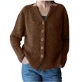 thumbnail image 2 of YUNAFFT Women's Fashion Sweater Clearance, Women Casual Solid Knitting Buttons Long Sleeve V-Neck Sweaters Tops, 2 of 8