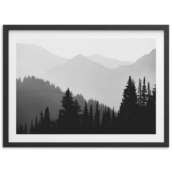 Fine Art Mountain Layers Print - Black And White Forest Trees Nature Pacific Landscape Fine Art Photography Home Wall Decor Wall Art, Modern Wall Decor, 8x12 UNFRAMED
