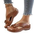 thumbnail image 2 of Domuza Orthopedic Casual Sandals for Women Arch Support Summer Flat Sandals Wide Non Slip Slip on Walking Shoes Beach 2026 Foam Shoes Brown 7（EU-38）, 2 of 6