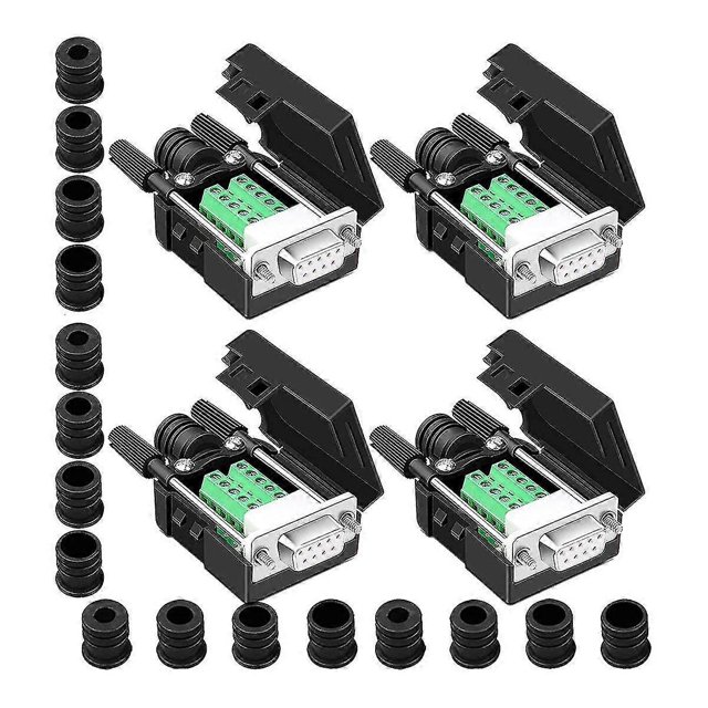 4pcs Db9 Female Breakout Connector,db9 Solderless Rs232 D-sub Serial To 9-pin Port Terminal Adapter