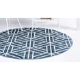 thumbnail image 3 of Unique Loom 3149055 8 x 8 Pieds Motif Treillis Matrice Tapis Rond&44; Bleu, 3 of 5