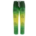 thumbnail image 4 of Domuza Men's St Patricks Day Pajamas Pants Shamrock Printed Drawstring Stretch Waist Home Trousers Soft Relaxed Fit Lounge Sleepwear with Pockets Dark Green 2XL, 4 of 5