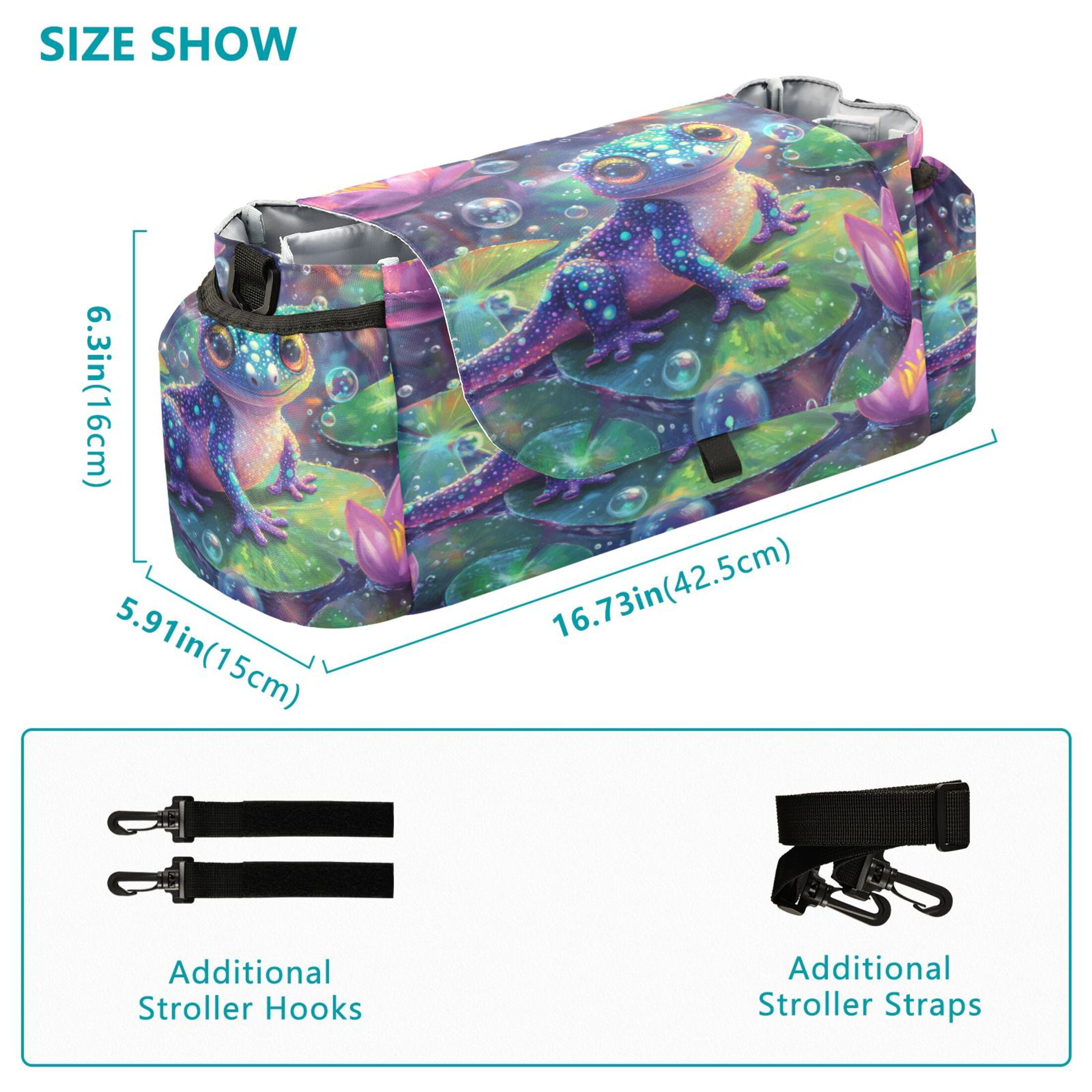DIXRUYEE Stroller Organizer Colorful Frog Among Lotus Blooms Printed
