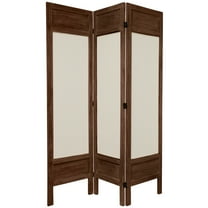Oriental Furniture 5 1/2 ft. Tall Framed Fabric Room Divider - Brown - 3 Panel