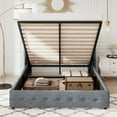 thumbnail image 3 of Allewie Queen Size Lift Up Platform Storage Bed Frame with Button Tufted Wingback Headboard, Grey Blue, 3 of 12