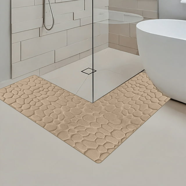 Cagogo under $5 Corner Rug, L Shape Corner Bathroom Rug, Non Slip Absorbent Floor Mat, Machine Washable Shower Bathtub Mat, Large Size Corner Carpet for Bathroom