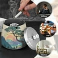 thumbnail image 4 of Yayeee Ashtray with Lid for Cigarette Smokeless Stainless Steel Home Ash Holder, Pine Tree Rainbow, 4 of 7