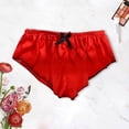 thumbnail image 2 of Lencería de encaje para dormir Gibobby Pijamas de seda Pantalones cortos de satén rojo M, 2 of 4