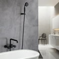 thumbnail image 3 of Three Wheel Handle Industrial Pipe Wall Mounted Bathtub Filler Faucet with Hand-held Shower, 3 of 5