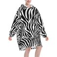 thumbnail image 2 of Zebra Print,Women's Oversized Wearable Blanket Hoodie, Blanket Sweatshirt,Flannel Pullover Blanket, 2 of 9