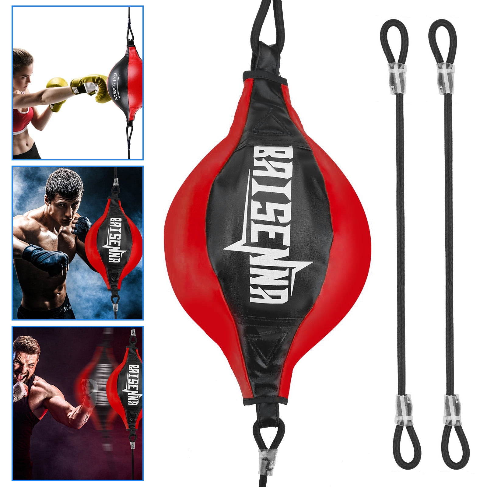 Double End Boxing Speed Ball Punching Bag Dodge Gym Training Black Pu Leat!oP ob 