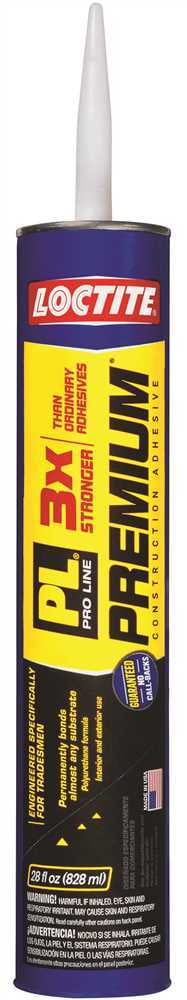 Loctite Pl Premium Construction Adhesive Max, pack of 1, gray 28 fl oz cartridge