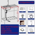 thumbnail image 6 of Free Standing Single Bowl Kitchen Sink, Stainless Steel Utility Sink with Cold and Hot Water Pipe for Kitchen, Garage, Backyard, 6 of 6