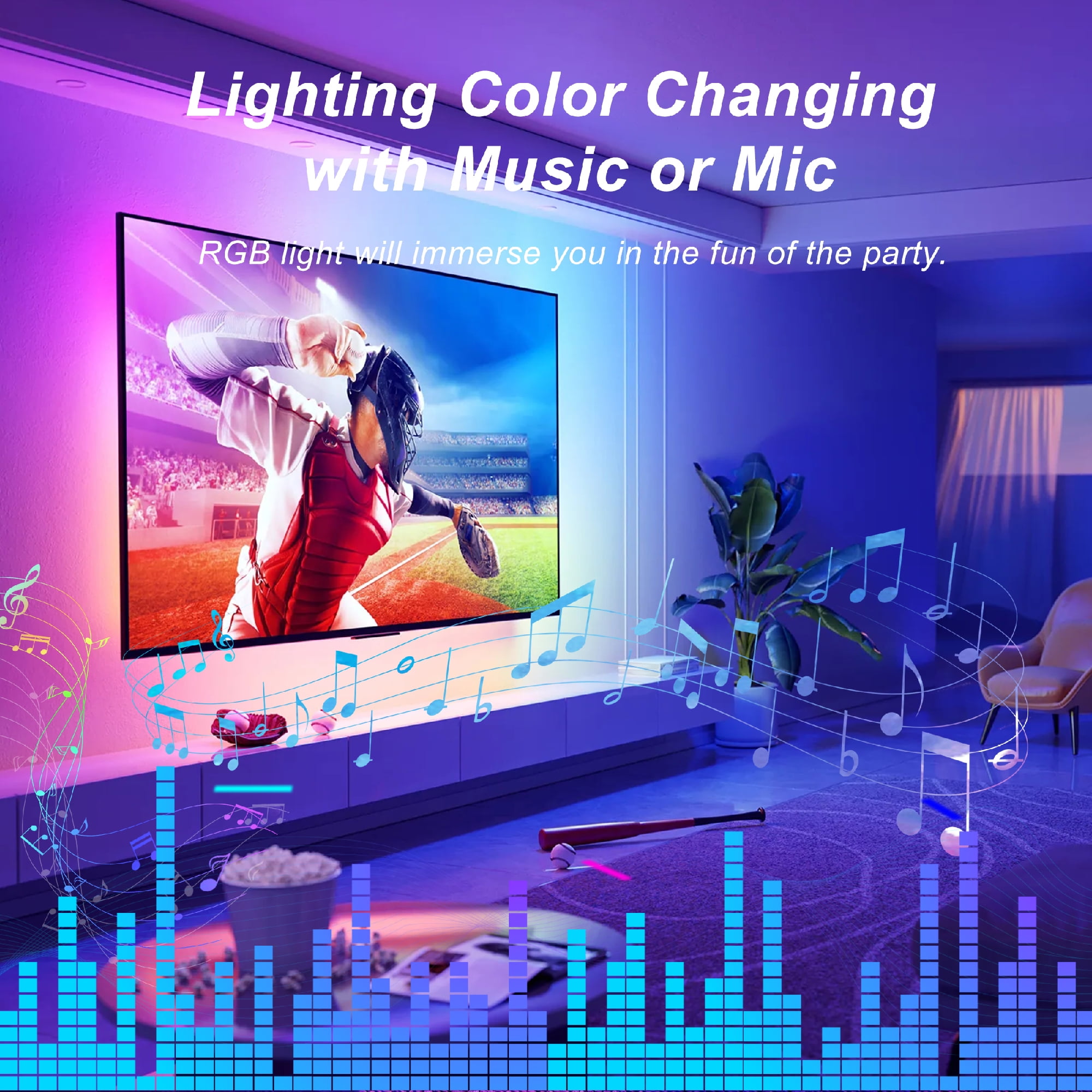 Lepotec  Dimmable 45RGB LED Smart Night Light, 8 Colors Changing 2-Pack,