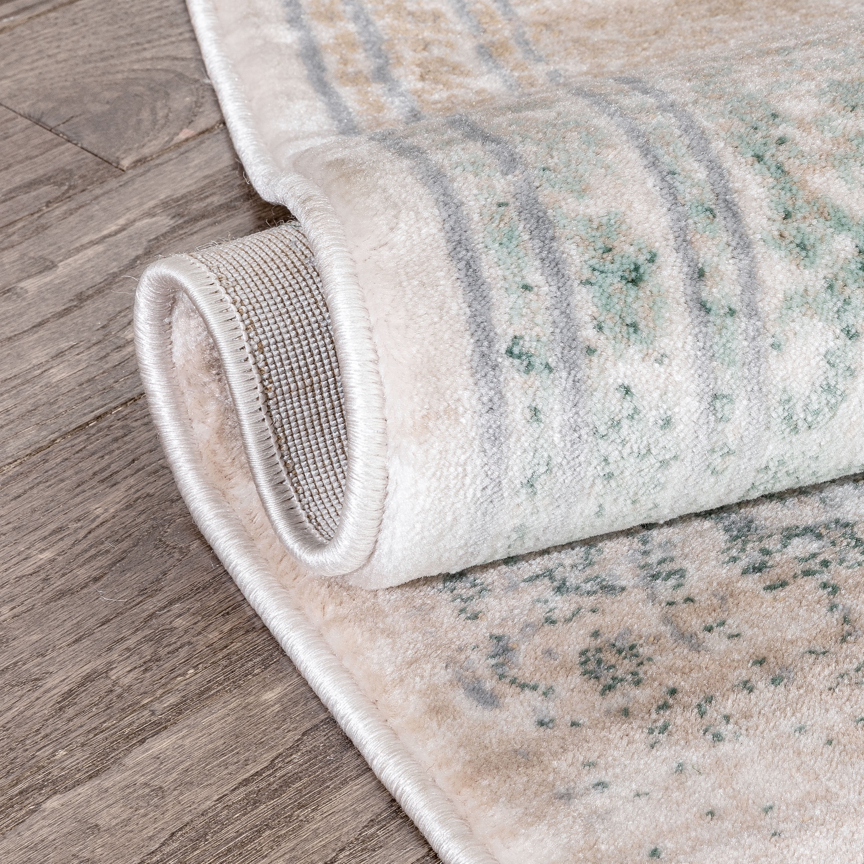 Well Woven Kensington Melange Blue Vintage Modern Oriental Medallion Distressed 9'3" x 12'6" Area Rug