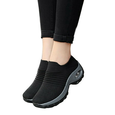 

YCCOTO Womens Trainers Air Cushion Breathable Slip On Chunky Sole Shoes Casual Sneakers