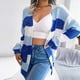 thumbnail image 1 of Pntutb Moda Mujer Otoño Invierno Rayas Manga Larga Cardigan Suéter Abrigo tops Rollbacks Pntutb Pntutb-3752, 1 of 7