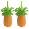 Luau Pineapple Palm Tree Sipper Bottles Cups with Straws, 22 ounces Luau Hawaiian Summer Beach Pool Parties Drinks Carrier - Pack of 2