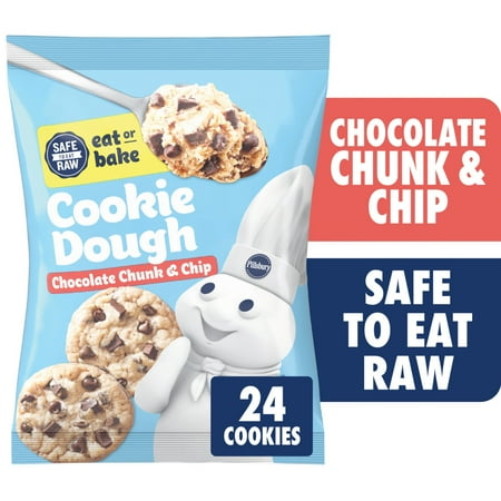 Pillsbury Eat or Bake Chocolate Chunk and Chip Cookie Dough, Makes 24 Cookies, 16 oz