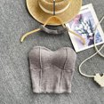 thumbnail image 2 of Camiseta sin mangas con tirantes y cuello Halter para niña, Top con cuello de excavación, ajustado, 2 of 5
