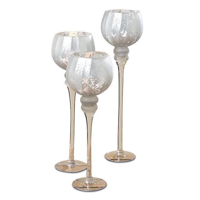 The Spectacular Cape Cod Long Stem Candle Holders, Set of 3, White