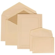 JAM Paper Wedding Invitation Combo Set, 1 Small & 1 Large, Ivory Card with Ecru Lined Envelope and Ivory Heart Vine Border, 150/pack