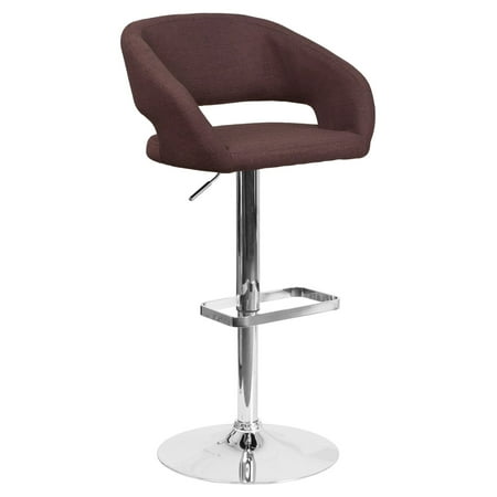 Logo Fabric Bar Stool - Flash Furniture Contemporary Rounded Mid Back Fabric Adjustable Swivel Bar Stool with Chrome Pedestal